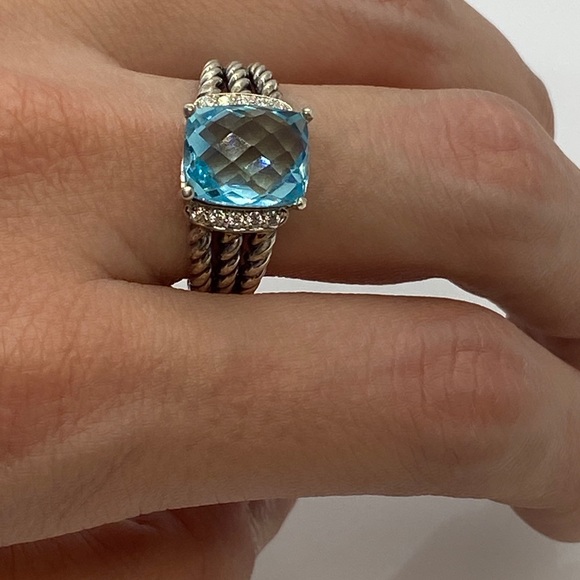 David Yurman Jewelry - DAVID YURMAN Sterling Silver Petite Blue Topaz